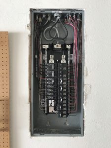 Breaker box installation after service, referencing how long it takes to change an electrical panel in Colorado Springs.